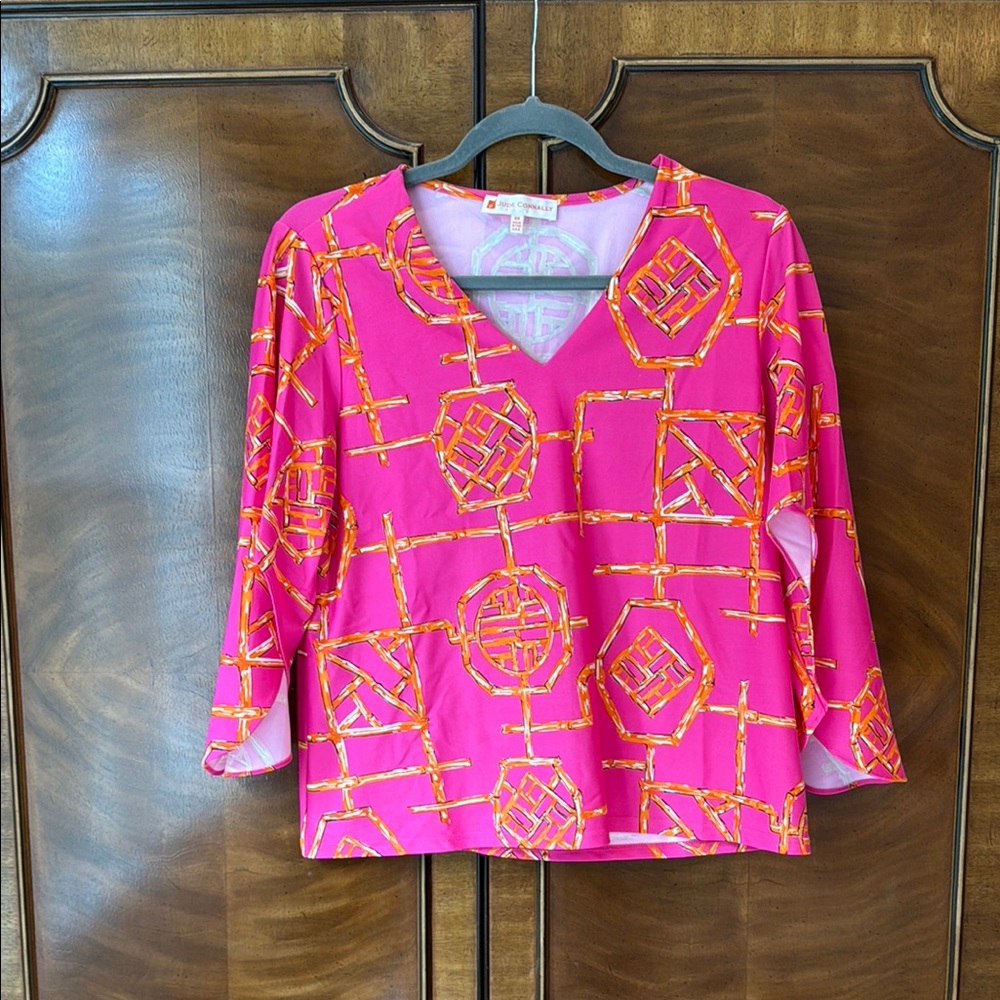 Jude Connally Bamboo Lattice Cindy Top Size XS Pink and Orange